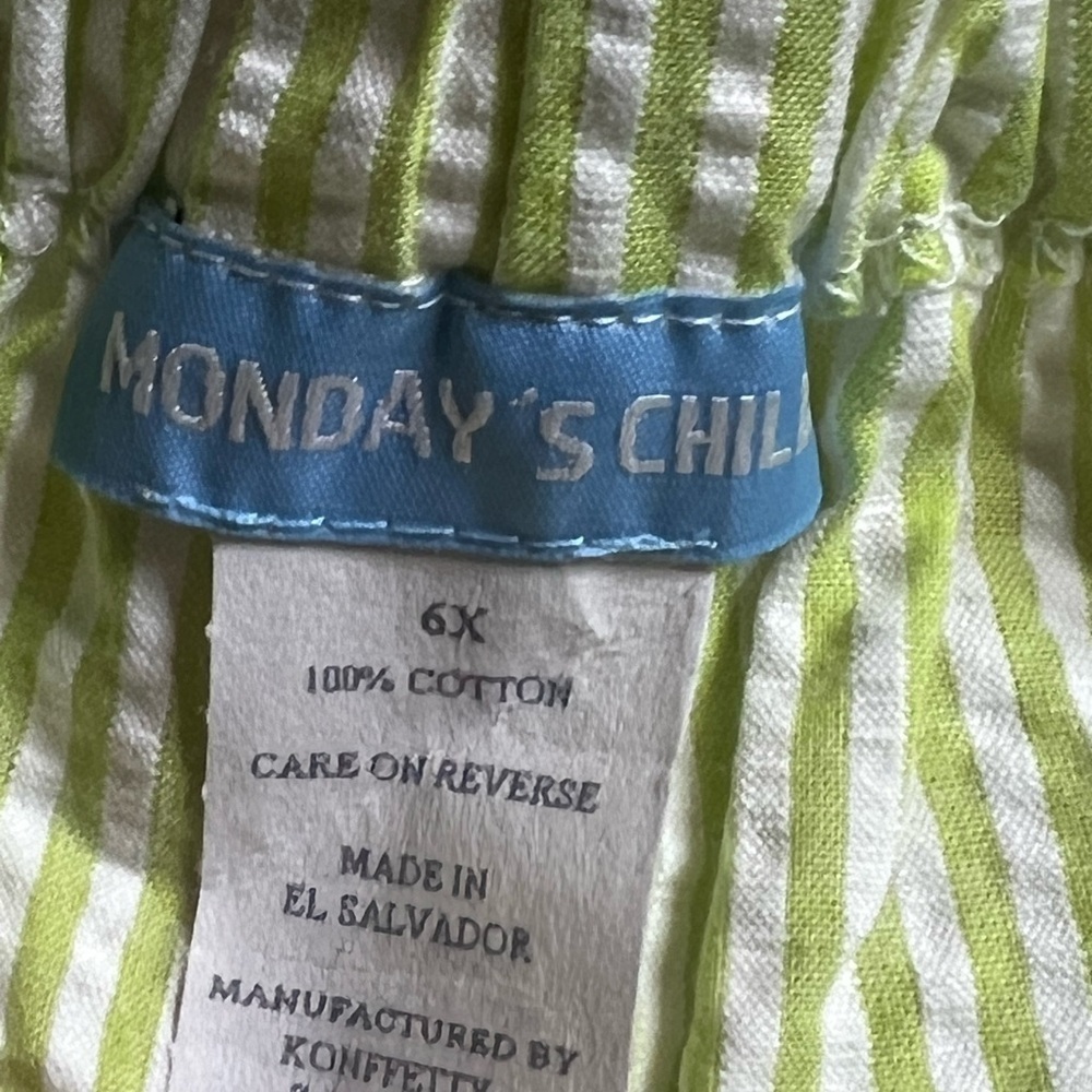 MONDAYS CHILD GIRLS SEERSUCKER SHORTS WITH INITIAL K MONOGRAM SZ 6X NWT - Picture 10 of 13